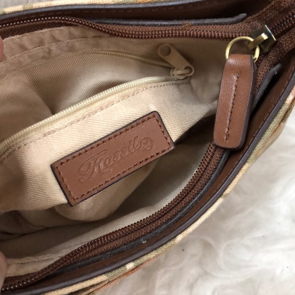 Fossil Canvas Leather Trim Crossbody Bag - Picture 8 of 9